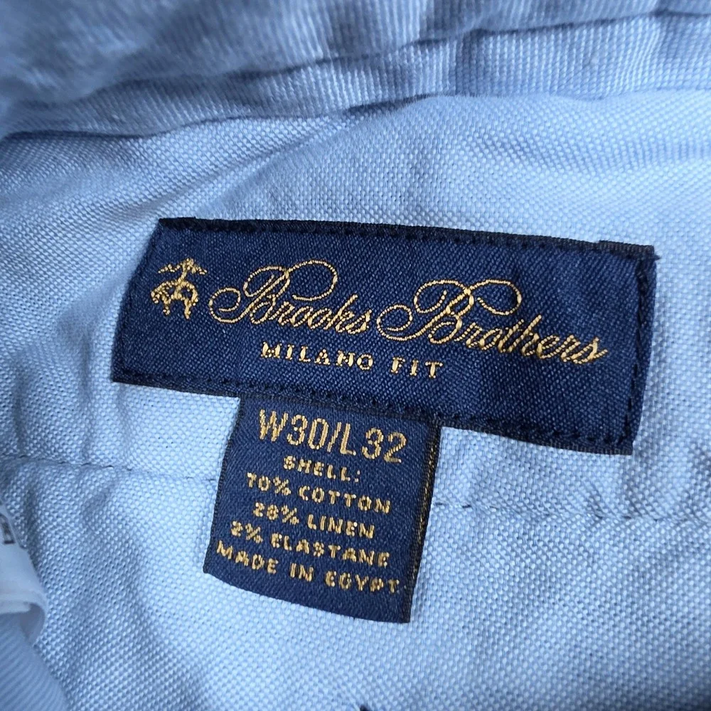 Brooks Brothers Milano Fit Mens 30/32 Navy Blue Linen Cotton Stretch Chinos